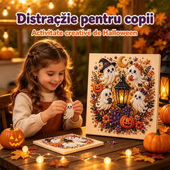 【20*20cm】Kit DIY Artă cu Perle și Diamante, Model Nou Fantome Drăguțe de Halloween, Tablou Mozaic cu Dovleci și Lună, Decorațiune Creativă Casă