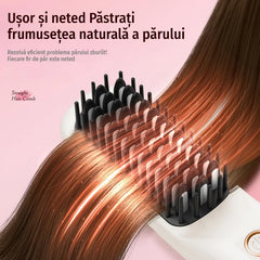 Perie Fără Fir pentru Îndreptat Părul – Înveliș Ceramic Anti-Ardere, Efect 2 în 1 (Drept și Buclat), Portabilă, Protecție și Strălucire