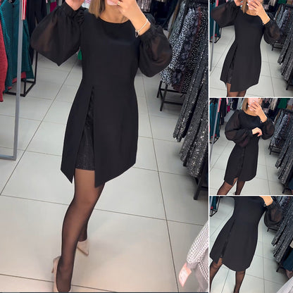 💟【S-5XL】Νέο ρετρό φόρεμα με στρογγυλή λαιμόκοψη και πιο μοντέρνο σχέδιο με σχισμές