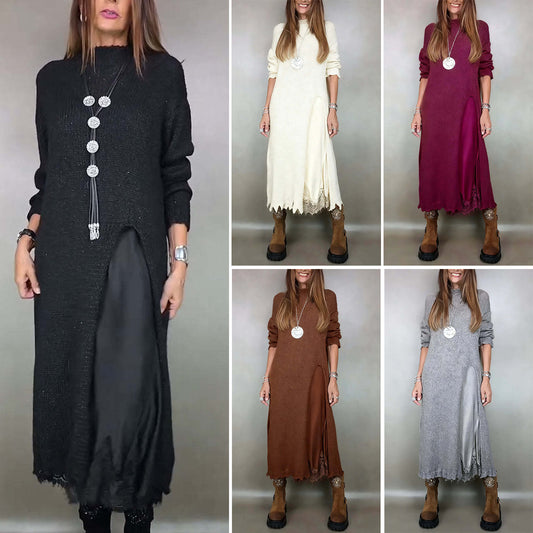 【φόρεμα + πουλόβερ】👗Νέο σετ δαντέλας, σχέδιο με σχισμές, σχέδιο πουλόβερ