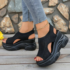 Sandale de Damă cu Platformă și Mesh Aerisit – Înălțime 9.5cm, Stil Casual și Confortabil pentru Vară