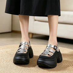 Sandale cu Platformă Damă Tip Sneakers: Talpă Moale Anti-Oboseală, Amortizare și Suport pentru Arcul Piciorului, Respirabile și Ușoare