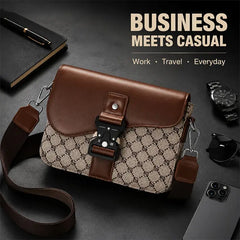 💼 Stil street-style și eleganță masculină! Geantă crossbody bărbătească tip Saddle (Cataramă tactică metalică / Curea lată multicoloră)! ✨