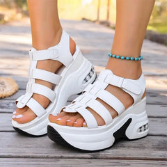 🖤⚪【Talpa cu pernă de aer oferă mai mult confort!】Sandale romane cu platformă wedge