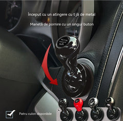 🚗📍Buton decorativ de pornire auto, în formă de sferă metalică, universal pentru toate mașinile, în patru culori.