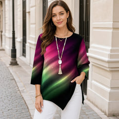 Tricou în stil baroc retro – tiv asimetric pentru un efect vizual de siluetă mai suplă!
