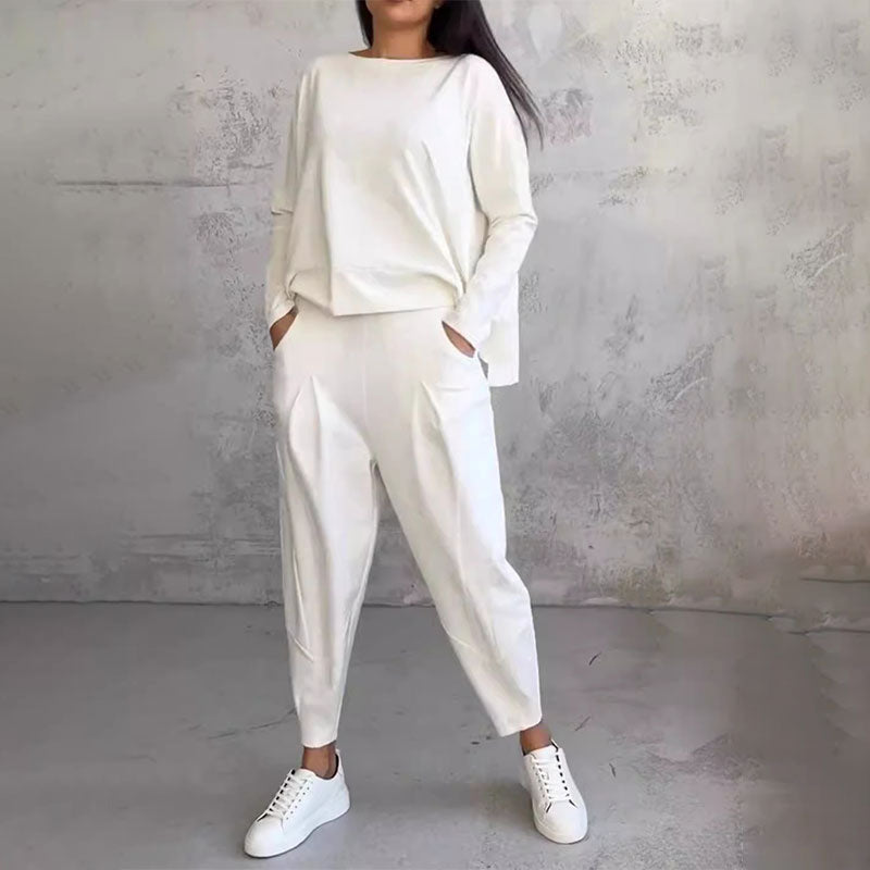 💥【Cumpărați 1 obțineți 1 gratuit】💖Set de pantaloni cu mânecă lungă și gât rotund, set din două piese