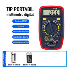 ⚡ Multimetru Digital de Buzunar DT33B – Ecran Iluminat, Test Baterie, Buzzer și Husă de Protecție Anti-Șoc! 🛠️🔌
