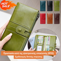 💼【Χειροποίητο】Γυναικείο Πολυλειτουργικό Πορτοφόλι από Γνήσιο Δέρμα