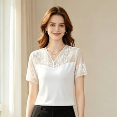 Noua Colecție 2026 ✨ Tricou Elegant cu Dantelă 🌸 Subțiază și Ascunde Imperfecțiunile!