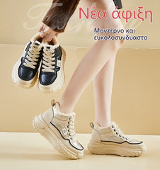 【Νέα άφιξη】Ρετρό casual παπούτσια με δίχρωμο σχέδιο, χοντρή σόλα και επένδυση, με κρυφή αύξηση ύψους