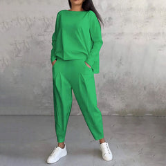 💥【Cumpărați 1 obțineți 1 gratuit】💖Set de pantaloni cu mânecă lungă și gât rotund, set din două piese