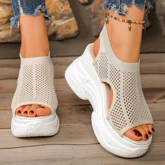 Sandale de Damă cu Platformă și Mesh Aerisit – Înălțime 9.5cm, Stil Casual și Confortabil pentru Vară