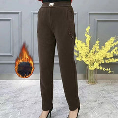 🎁👖Παντελόνι casual με φαρδιά γραμμή και χοντρή φλις επένδυση, για μεγάλα μεγέθη, κατάλληλο για όλους τους σωματότυπους