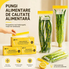 ✨ Pungi Alimentare Hermetice cu Dublu Sigiliu pentru Frigider (Mărimea L - 15 buc/cutie) 🥩 | 🥦 Congelare & Microunde · Sigilare Anti-Scurgere · Oferta 1+1 GRATIS 🎁 (30 bucăți în Total)