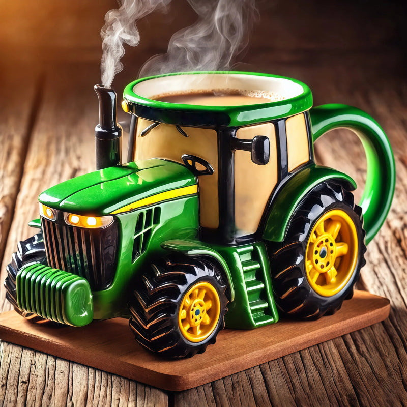 🔥 Cană de cafea retro premium – design în formă de tractor