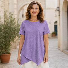 Tricou din Bumbac pentru Mărimi Mari cu Tiv Asimetric