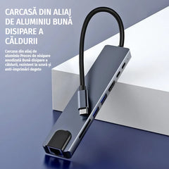 💻 Hub USB-C 8-în-1 Multifuncțional – Port HDMI 4K, Transfer Ultra-Rapid, Carcasă Premium din Aluminiu Răcoros, Ofertă Limitată! 🚀🔌