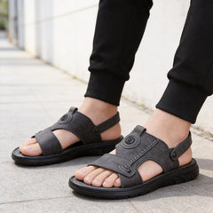 Sandale și Șlapi 2 în 1 pentru Bărbați, Încălțăminte de Vară din Piele Moale, Talpă Flexibilă și Confortabilă pentru Plajă și Casual