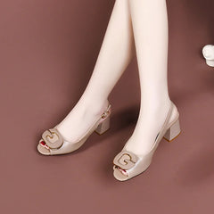 Sandale Elegante cu Toc Gros 5.5cm: Piele Moale, Design Decupat, Mărimi 35-40