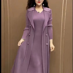 🍂👗【Cel mai bine vândut produs al magazinului】Rochie elastică, două în unu, cu talie evidențiată și efect de subțiere