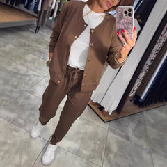 🧥🌙 Άνετο και κομψό, το σετ casual φούτερ και μπουφάν είναι τώρα διαθέσιμο! 💃【Τοπ + Παντελόνι】