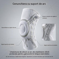 🦵🦵 Genunchiera sport compresivă cu silicon și stabilizatori cu arc pentru absorbția șocurilor, ideală pentru alergare și fitness în aer liber