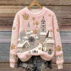 🎄❄️【Ειδική τιμή -50%】Γυναικείο Χριστουγεννιάτικο Πουλόβερ από Φανέλα, με Εξαιρετικό Σχέδιο