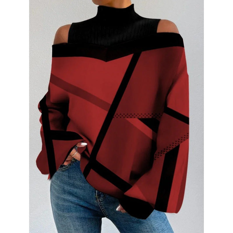 【Νέα άφιξη】Κομψή κασμιρένια μπλούζα με ακάλυμους ώμους για φθινόπωρο και χειμώνα, γεμάτη στυλ