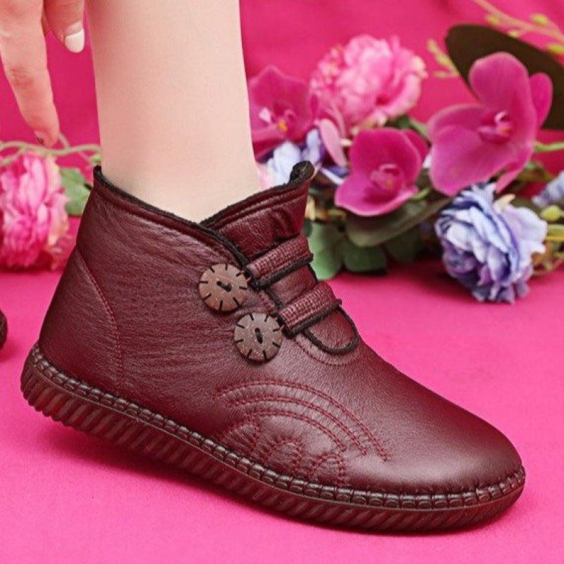 💥【Μεγέθη 35-40】Γυναικεία χειροποίητα δερμάτινα βαμβακερά αντιολισθητικά παπούτσια