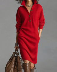 🔥【S-3XL】Nouă rochie tricotată cu guler, stil european și american