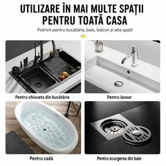 【2 buc】Filtru din Silicon Flexibil pentru Scurgere Chiuvetă și Baie, Design Convex Anti-Înfundare, Cu Mâner pentru Curățare Ușoară, Oprește Părul și Resturile Alimentare