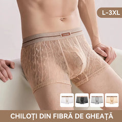 🩲❄️【Set de 3 bucăți】Boxeri bărbătești din mătase cu gheață, respirabili și cu proprietăți antibacteriene