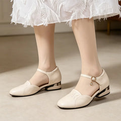 👡 Pantofi de Vară Decupați din Piele Naturală – Vârf Rotund, Toc Gros Lejer și Confort anti-bătături! 🌸 Soft Style