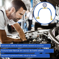🔧❄️ Furtun de reîncărcare agent frigorific R134a AC cu manometru – Etanș, ușor de citit și compatibil cu mașini, camioane sau aparate de aer condiționat de uz casnic – Reîncărcare sigură DIY 🚗