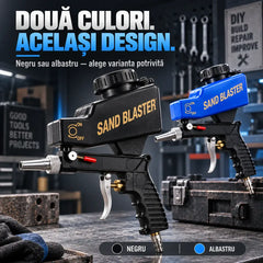 💨 Pistol de Sablare Pneumatic Portabil! Curățare Controlată și Indepărtarea Rapidă a Ruginii · Rezervor Integrat · Ideal pentru Auto, Atelier și Proiecte DIY · Disponibil pe Negru și Albastru!