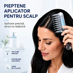 Pieptene Aplicator pentru Scalp și Uleiuri Esențiale – Cu bile de masaj și recipient gradat (Ofertă Specială 1+1 GRATIS / Set de 2 bucăți) 💆‍♀️✨