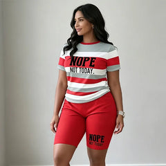 【Creat Special pentru Femeile Plus Size】Set Casual cu Imprimeu în Dungi