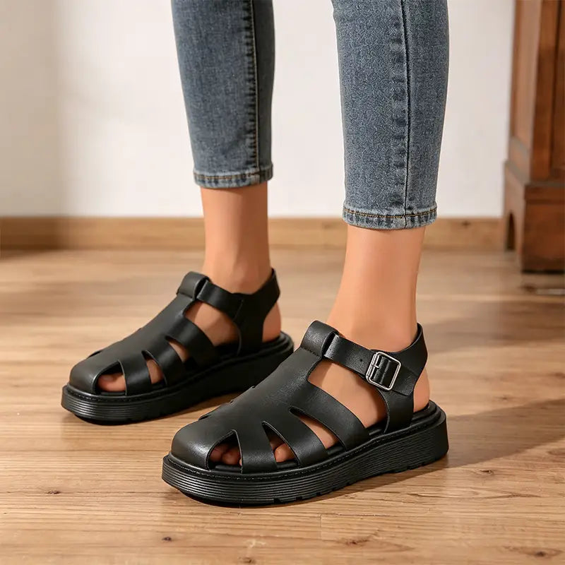 Sandale Romane Retro cu Talpă Groasă – Stil franțuzesc chic și confort maxim, disponibile până la mărimea 43!