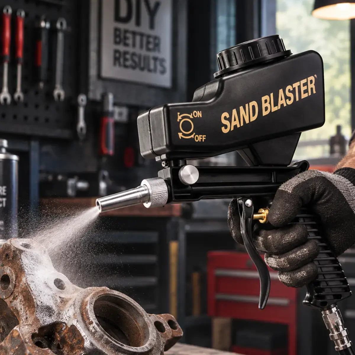 💨 Pistol de Sablare Pneumatic Portabil! Curățare Controlată și Indepărtarea Rapidă a Ruginii · Rezervor Integrat · Ideal pentru Auto, Atelier și Proiecte DIY · Disponibil pe Negru și Albastru!