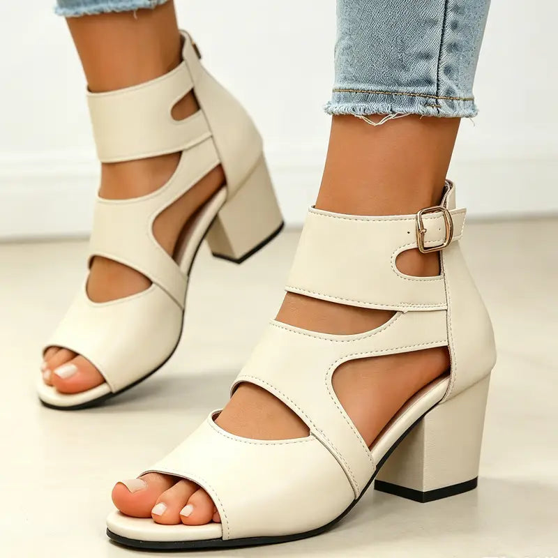 ✨👠【Piele naturală premium】Sandale romane moderne cu toc gros｜Aspect elegant + confort și versatilitate