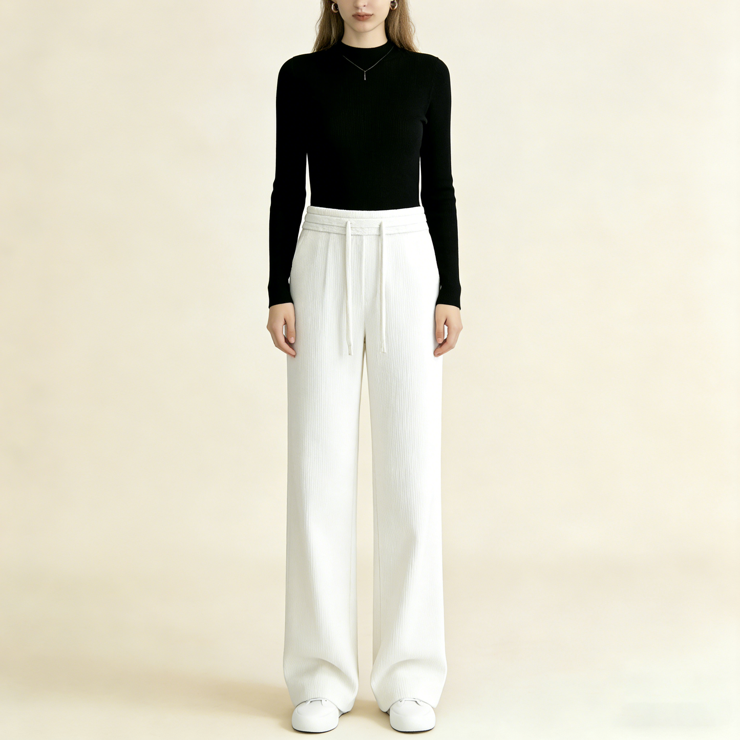 Νέα γυναικεία ελαστικά παντελόνια με φαρδιά μπατζάκια