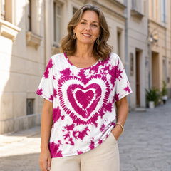 🛍️ Nou în Colecție: Tricou de Damă Mărimi Mari XL-5XL ✨ Imprimeu Tie-Dye Inimă Gradient | Croială Lejeră & Confortabilă