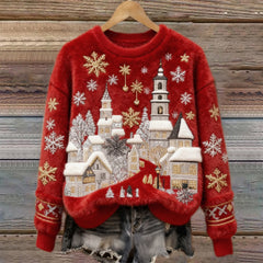 🎄❄️【Ειδική τιμή -50%】Γυναικείο Χριστουγεννιάτικο Πουλόβερ από Φανέλα, με Εξαιρετικό Σχέδιο