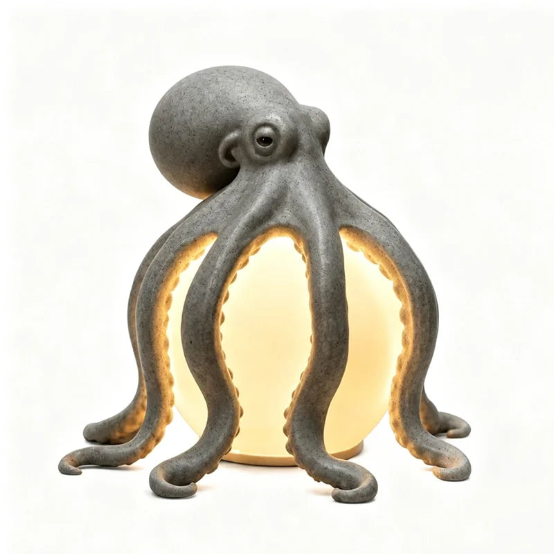 ✨Veioză de Masă Creativă în Formă de Caracatiță, Lampă Decorativă din Rășină Stil Marin, Lumină de Veghe pentru Dormitor și Living