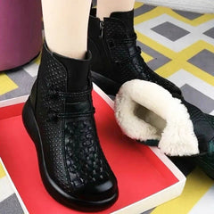 【39%OFF】💥💥【35-40】2025 Cizme termice cu fermoar lateral din piele la modă de iarnă pentru femei