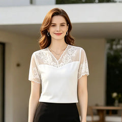 Noua Colecție 2026 ✨ Tricou Elegant cu Dantelă 🌸 Subțiază și Ascunde Imperfecțiunile!