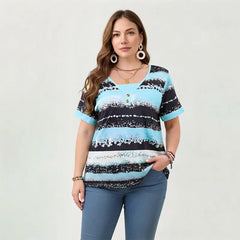👚Tricou Uni cu Imprimeu, Design în Două Piese False