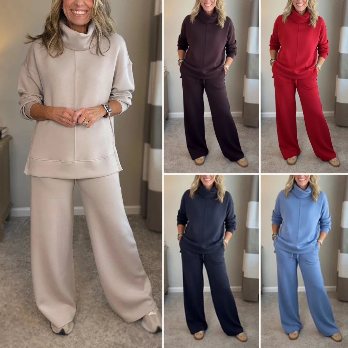 🍂🐏【Νέα Άφιξη! Περιορισμένης Διάρκειας Έκπτωση 50%】 Γυναικείο Σετ Ταξιδιού Δύο Τεμαχίων, που περιλαμβάνει φούτερ με ζιβάγκο (με πλαϊνό σκίσιμο) και casual παντελόνι 🔥