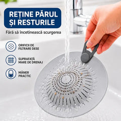 【2 buc】Filtru din Silicon Flexibil pentru Scurgere Chiuvetă și Baie, Design Convex Anti-Înfundare, Cu Mâner pentru Curățare Ușoară, Oprește Părul și Resturile Alimentare